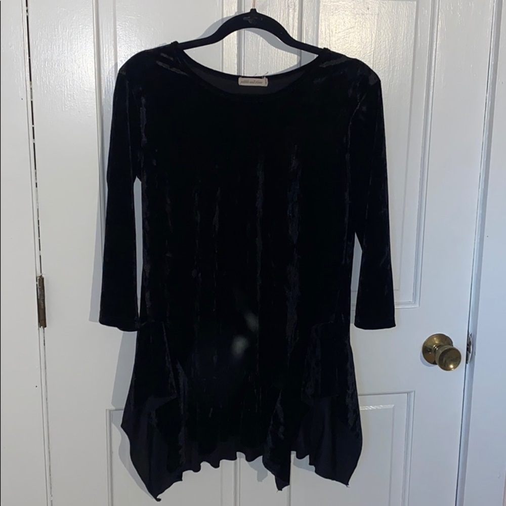 Velvet ruffle black top size medium